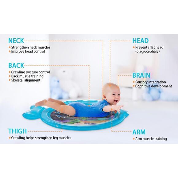 Tummy Play Time Mat for Baby Boys and Girls Over 3 Months, Inflatable Water Mat - Picture 6 of 11